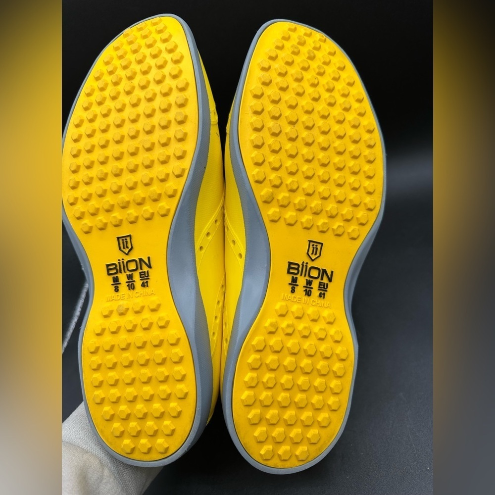 Biion Oxford Unisex Golf Shoes Yellow Spikeless Rubber Size Men's 8 Women's 10 - Picture 5 of 5